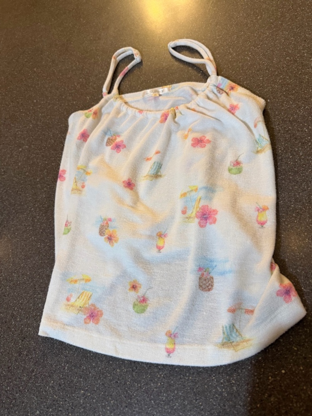 Z Supply Light Blue Girls Tropical Print Tank Top